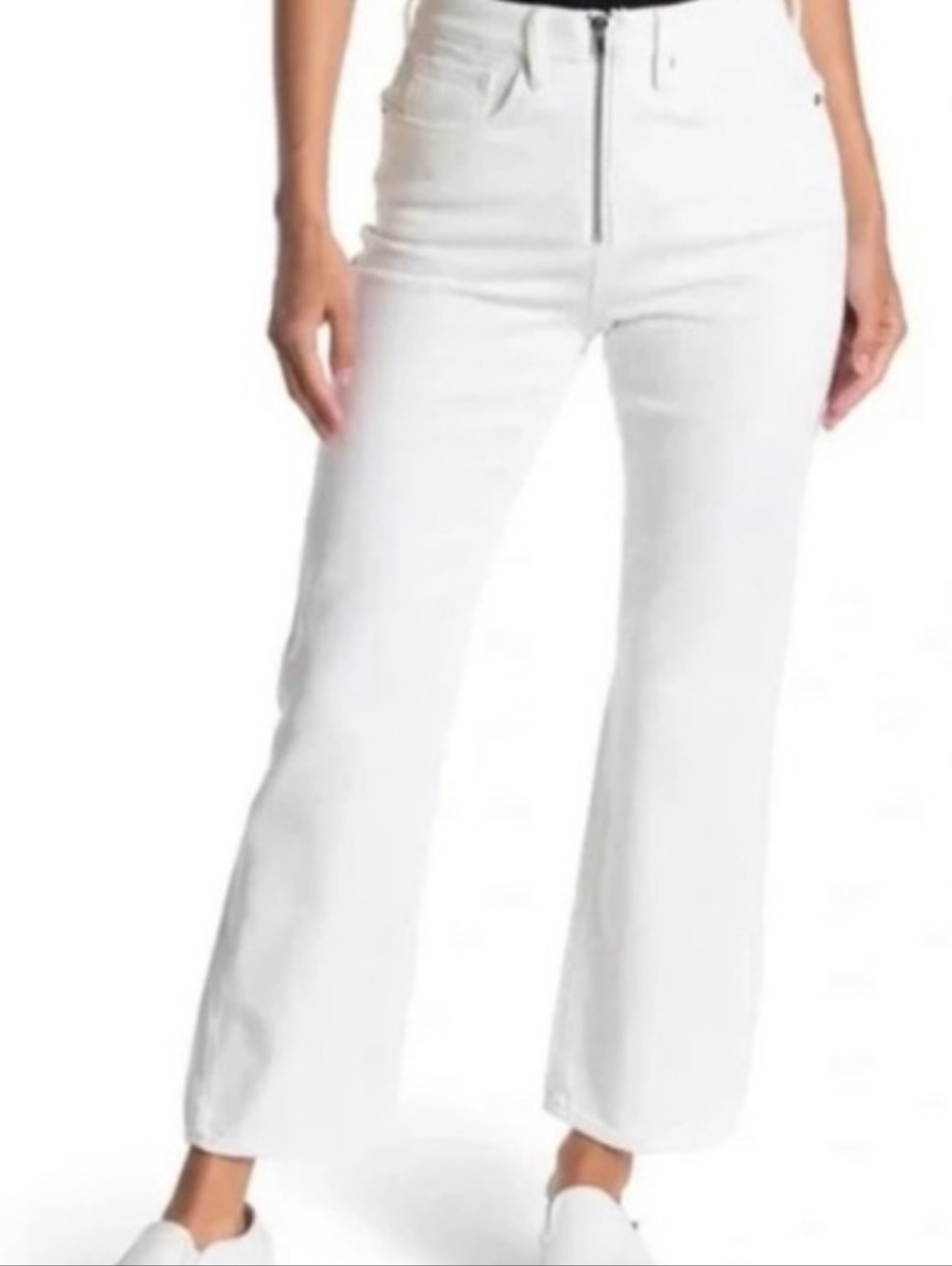 Good American White Flare Jeans With Front Zip *Has Flaw Size 8/29